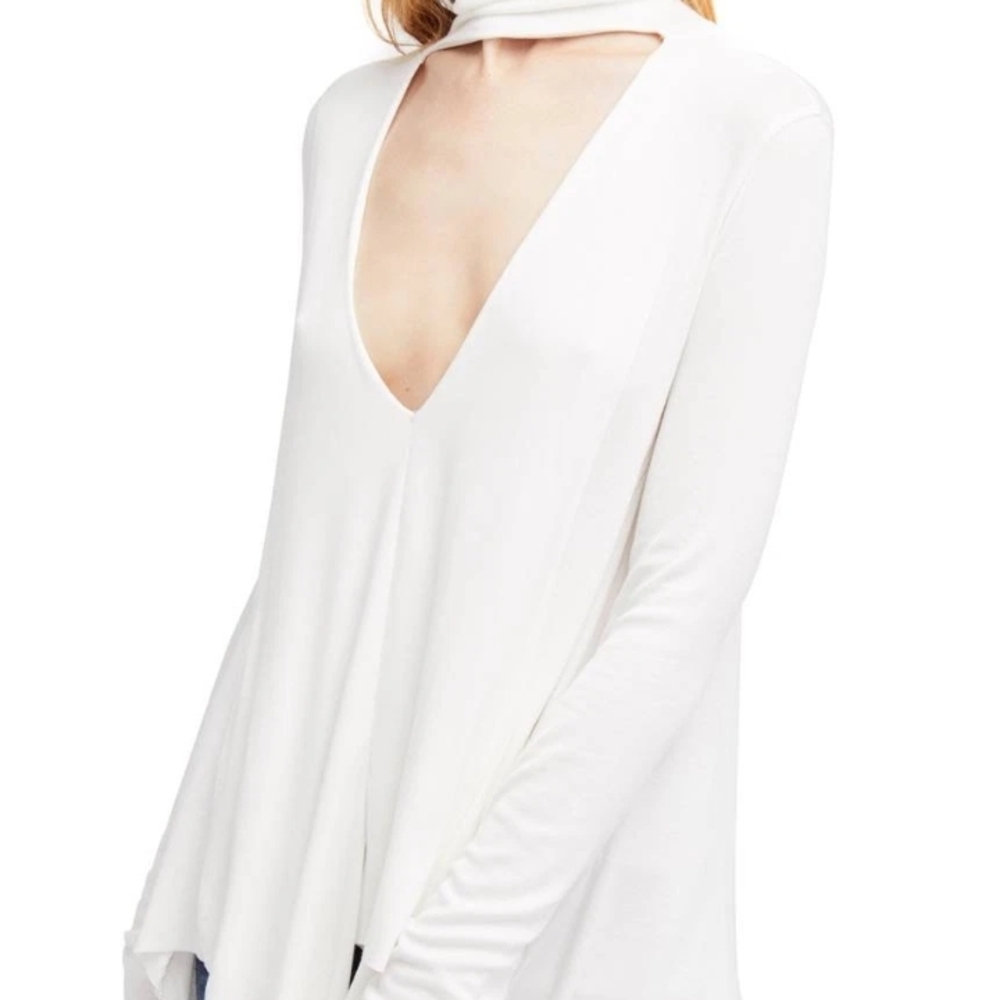 Free People Ivory Long Sleeve Top Size Small Ivory White "STAIN"